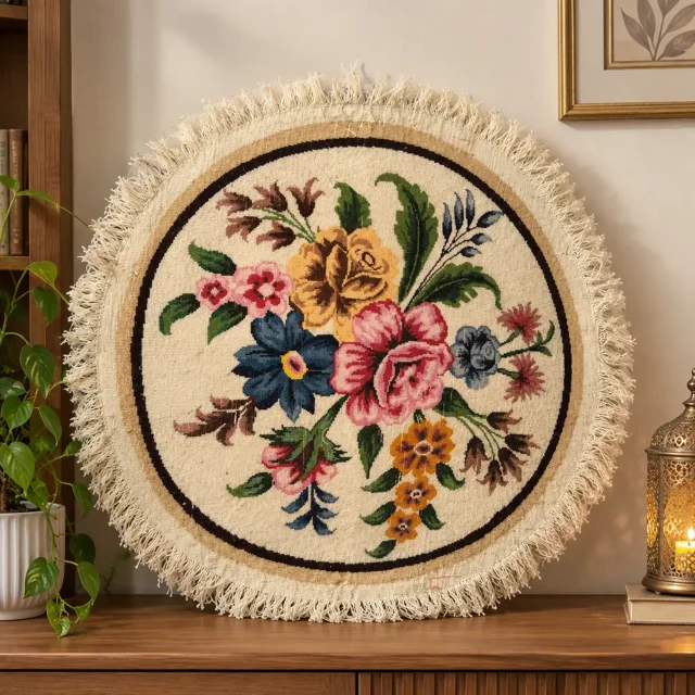 تابلو فرش دستبافت اصفهانی نقش گلستان| Floral Motif