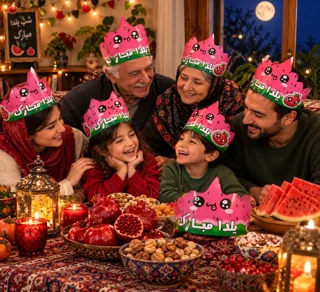 تاج کاغذی شب یلدا طرح هندوانه |