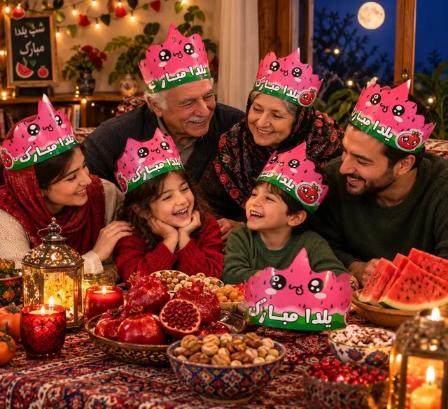 تاج کاغذی شب یلدا طرح هندوانه |