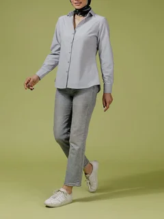 شومیز زنانه آستین بلند بیسیک ویسکوز 30112 بُرنُس