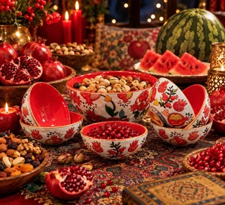ست آجیل‌خوری و انارخوری شب یلدا