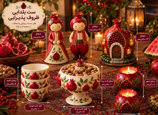 ست ۹ تکه ظروف پذیرایی یلدایی طرح انار