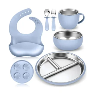 ست غذاخوری کودک ۷ تکه استیل