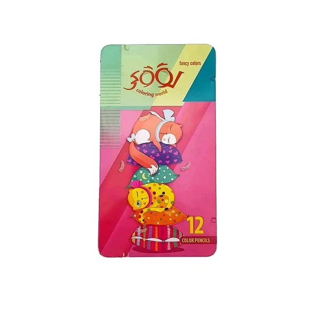 مداد رنگی 12 رنگ جعبه فلزی لوکی